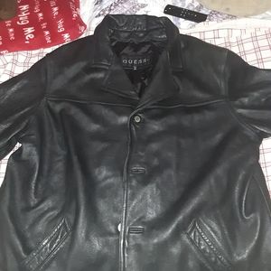 Guess XXL Leather Black Coat